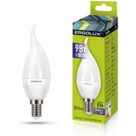 Светодиодная лампа Ergolux LED-CA35-9W-E14-6K свеча на ветру, 9Вт, E14, 6500K, 180-240В 14233 (артикул 16392457) – фото 1