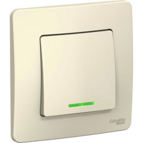 1-клавишный переключатель с подсветкой Schneider Electric BLANCA, С/У, 10А, 250B, молочный BLNVS010612 (артикул 16313817) – фото 1