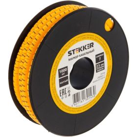 Кабель-маркер STEKKER 7 для провода сеч.2,5мм, желтый, CBMR25-7 39104 (артикул 16240124) – фото 1