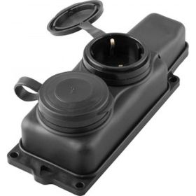 Переносная штепсельная розетка STEKKER двухместная, 230В 16А IP44 RST16-22-44 РП 16-232 32738 (артикул 16004761) – фото 1