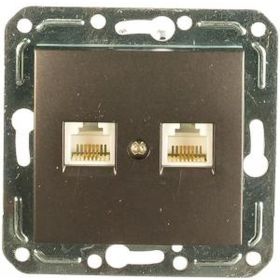 Двухместная телефонная розетка Volsten V01-14-F22-M, RJ -11, Magenta Nero, 9994 (артикул 15085868) – фото 1