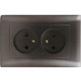 Двухместная розетка Volsten V01-14-R22-S Magenta Nero, 10001 (артикул 15085875) – фото 1