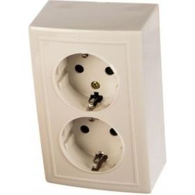 Двухместная розетка с заземлением Volsten V01-31-R24-S, Solar, 9846 (артикул 15085923) – фото 1