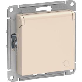 Розетка Schneider Electric AtlasDesign Бежевый с заземлением, со шторками, с крышкой, 16А ATN000246 (артикул 16794073) – фото 1