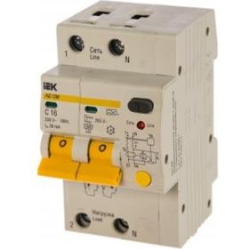 Автоматический дифференциальный выключатель тока IEK 2п 3.5мод. C 16A 30mA тип A 4.5kA АД-12М ИЭК MAD12-2-016-C-030 (артикул 15166198) – фото 1