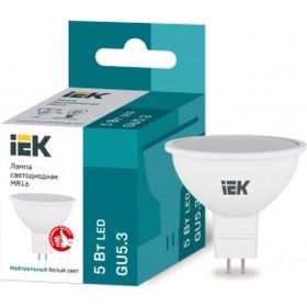 Светодиодная лампа IEK ECO MR16 софит 5Вт 230В 4000К GU5.3 LLE-MR16-5-230-40-GU5 (артикул 16303782) – фото 1