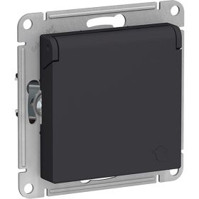 Розетка Schneider Electric ATLASDESIGN, с заземлением, механизм, карбон, ATN001046 (артикул 16247190) – фото 1