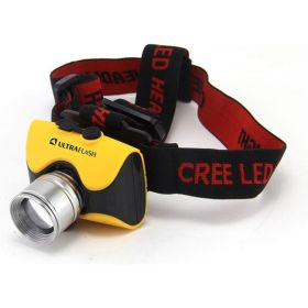 Налобный аккумуляторный фонарь Ultraflash E157 220В, желтый, CREE 3 Вт, фокус, 3 режима, бокс 12351 (артикул 15747734) – фото 1