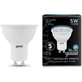 Лампа LED MR16 GU10 5W 4100K Gauss 101506205 (артикул 15629253) – фото 1