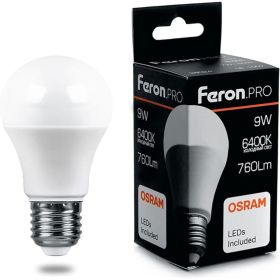 Светодиодная лампа FERON PRO LB-1009 шар E27 9W 6400K OSRAM LED 38028 (артикул 16233715) – фото 1