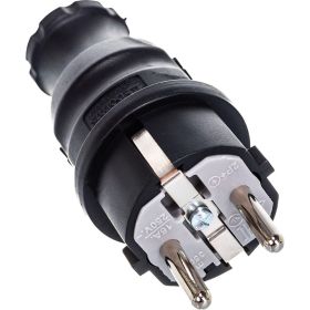 Кабельная вилка BEMIS BK1-1402-2011 каучуковая 220В 16А с заземлением IP44, черная 8698523941119 (артикул 16435689) – фото 1