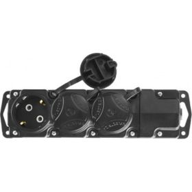 Колодка для удлинителя, 3 гнезда, заземление, защитные крышки, IP44, 3500Вт СИБИН 55114-3 (артикул 15596361) – фото 1