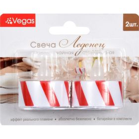 Светодиодная свеча Vegas Леденец чайная с батарейкой 3.8х4 см 2 шт. 55048 (артикул 16130063) – фото 1