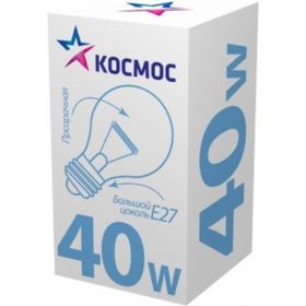 Прозрачная лампа накаливания КОСМОС Стандарт А55 ПР 40W E27 LKsmSt55CL40E27v2 (артикул 15429123) – фото 1