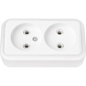 Розетка Bylectrica, 2-местная ОУ, серия ПРАЛЕСКА, белый РА16-260 (артикул 17384712) – фото 1