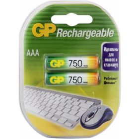 Перезаряжаемые аккумуляторы GP 75AAAHC AAA, емкость 750 мАч - 2 шт. 75AAAHC-2DECRC2 (артикул 16105527) – фото 1
