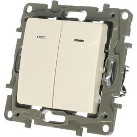 Механизм выключателя Legrand 2-кл. СП Etika 10А IP20 с подсветкой, белый Leg 672204 1066877 (артикул 15788605) – фото 1