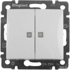 Двухклавишный выключатель Legrand Valena 774428 с подсветкой, белый (артикул 15142374) – фото 1
