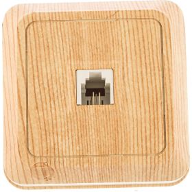 Розетка открытой установки TФ RJ-11 IP20, сосна TDM Ладога SQ1801-0057 (артикул 15516582) – фото 1