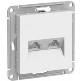Двойная компьютерная розетка Schneider Electric ATLASDESIGN RJ45+RJ45, категория 5E, БЕЛЫЙ ATN000185 (артикул 16313798) – фото 1