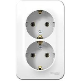 Двойная розетка Schneider Electric BLANCA открытой установки, с заземлением, без шторок, белый BLNRA010211 (артикул 16314079) – фото 1