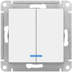 Механизм выключателя Schneider Electric 2-кл. ATLAS DESIGN с подсветкой сх.5а 10АХ белый 1240154 (артикул 15846211) – фото 1