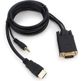 Кабель Cablexpert HDMI-VGA 19M/15M + 3.5Jack 1.8м черный позол.разъемы пакет A-HDMI-VGA-03-6 (артикул 16205402) – фото 1
