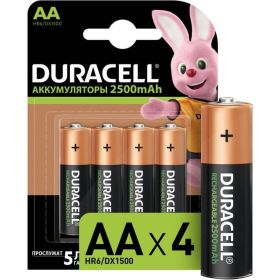 Аккумуляторные батареи Duracell HR6-4BL 2400mAh/2500mAh предзаряженные 4шт Б0014863 (артикул 15640019) – фото 1