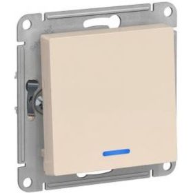 1-клавишный выключатель Schneider Electric ATLASDESIGN с подсветкой, 10АХ, БЕЖЕВЫЙ ATN000213 (артикул 16314367) – фото 1