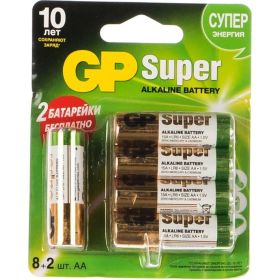 Алкалиновые батарейки GP АA 10 шт Super Alkaline 15А 15A8/2-CR10 120/960 (артикул 15783864) – фото 1