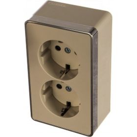 Розетка WERKEL WL15-02-03 двойная с заземлением Gallant слоновая кость a036784 (артикул 15777314) – фото 1