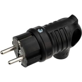 Угловая влагозащищенная вилка REXANT с кольцом, с/з, 16 А, IP44 каучук 111-002 (артикул 16070216) – фото 1