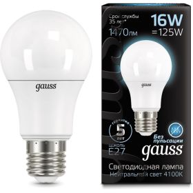 Лампа Gauss LED A60 16W E27 1470lm 4100K 102502216 (артикул 15869236) – фото 1