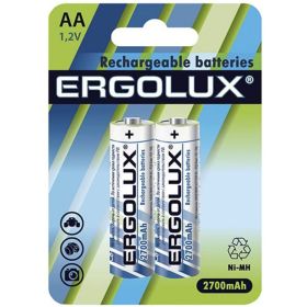 Аккумулятор Ergolux NHAA2700BL2,1.2В, AA-2700mAh, Ni-Mh, BL-2 12445 (артикул 16462474) – фото 1