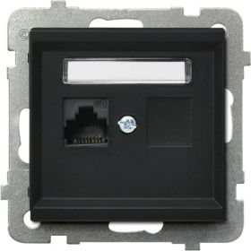 Компьютерная розетка Ospel Sonata 1-я, категория 5e, RJ-45, без рамки, черный металлик GPK-1R/K/m/33 (артикул 16257680) – фото 1