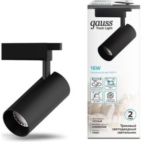 Трековый светильник GAUSS цилиндр 16W 1390lm 4000K 180-240V IP20 65х210мм черный LED 1/40 TR067 (артикул 16856719) – фото 1