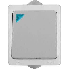 Выключатель с подсветкой, 1 клавиша UNIVersal Аллегро IP54, серый 1278 (артикул 15734344) – фото 1