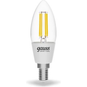 Умная Wi-fi филаментная лампочка Gauss, Smart Light DIM E14 C35 4,5 Вт 2700-6500K, диммируемая, управление голосом/смартфоном 1230112 (артикул 16404243) – фото 1