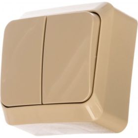 Двухклавишный выключатель Schneider Electric ОП Этюд 10А IP20 кремовый BA10-002K (артикул 15873770) – фото 1