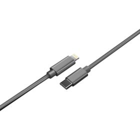 Кабель Type-C - Lightning не MFI Interstep нейлон, темно-серый, 1m, B201 58191 (артикул 17458770) – фото 1