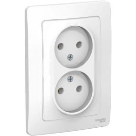 Двойная розетка Schneider Electric BLANCA без заземления без шторок, БЕЛЫЙ BLNRS000021 (артикул 16313793) – фото 1