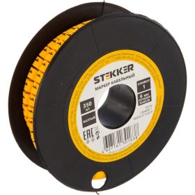 Кабель-маркер STEKKER 1 для провода сеч.6мм, желтый, CBMR60-1 39124 (артикул 16240150) – фото 1