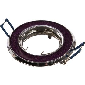 Светильник ЭРА DK18 CH/SH PU декор круглый со стекл крошкой MR16,12V/220V 50W хром/фиолето C0043763 (артикул 15981207) – фото 1