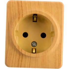 Розетка ЭРА 11-2203-11 2P E Schuko, 16A-250В, IP20, ОУ, Эксперт, сосна Б0020687 (артикул 15980778) – фото 1