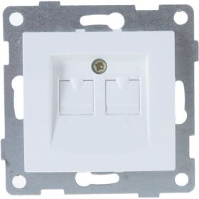 Механизм компьютерной розетки GUSI ELECTRIC Bravo RJ45, двойной, СУ, белый С10К2-001 (артикул 16032661) – фото 1