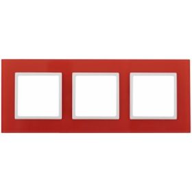 Рамка ЭРА 14-5103-23 на 3 поста, стекло, Elegance, красный+белый Б0034514 (артикул 15903946) – фото 1