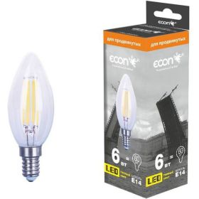 Светодиодная лампа ECON LED CN 6Вт E14 2700K B35 FIL 926011 (артикул 16477441) – фото 1