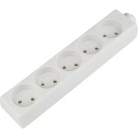 Колодка Uniel K-CP5-10 WHITE для удлинителя 5 гнезд, без заземления, 10А, 2200Вт UL-00003325 (артикул 15932166) – фото 1