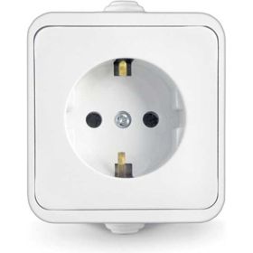 Розетка UNIVersal Клио с/з IP44 белая К2228 (артикул 16174646) – фото 1