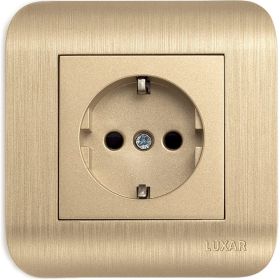 Розетка LUXAR Deco с/у с з/к шампань с рифленой рамкой, 250В 16А 4606400620327 (артикул 16139541) – фото 1